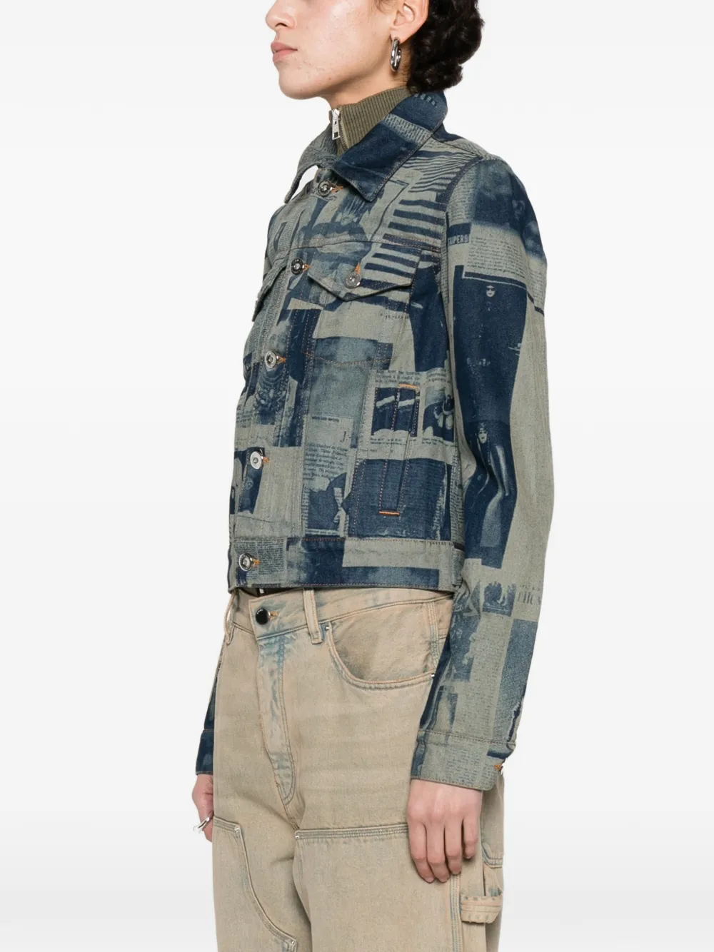 Jean Paul Gaultier Denim jack met print Blauw