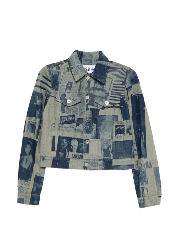 Jean Paul Gaultier Newspaper-print Denim Jacket in Blue