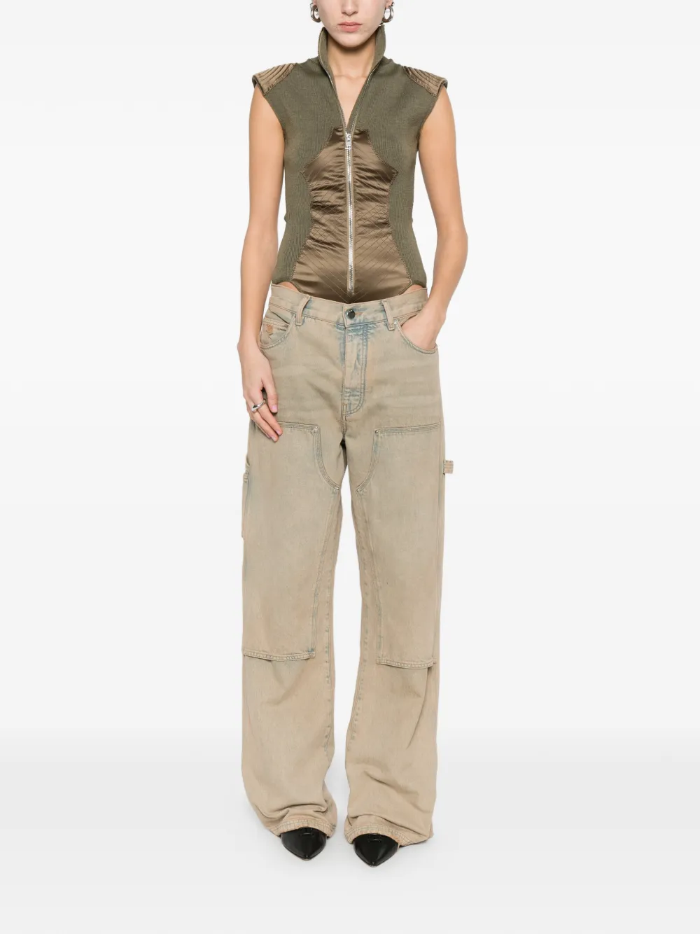 Jean Paul Gaultier Ribgebreide body Groen