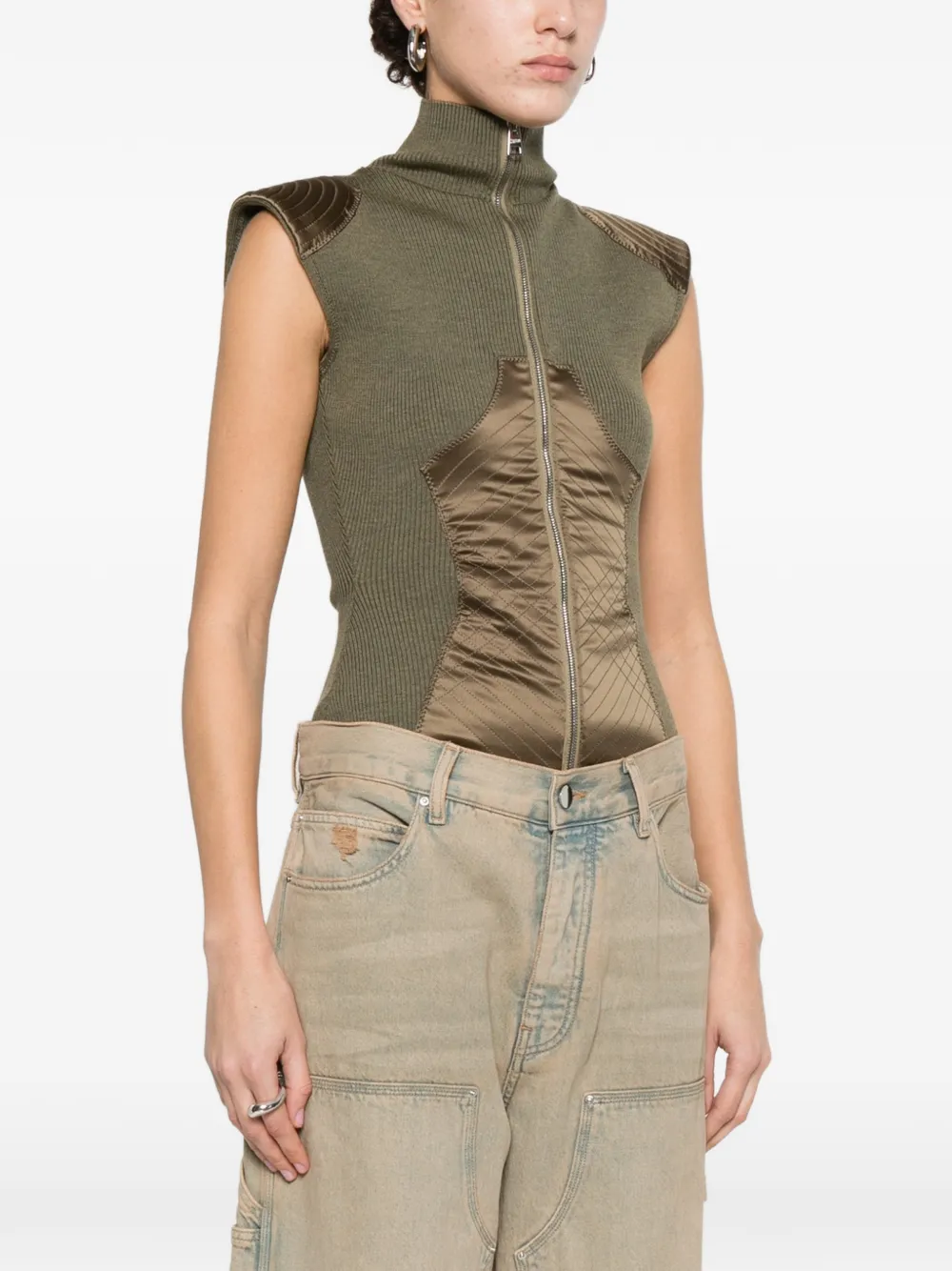 Jean Paul Gaultier Ribgebreide body Groen