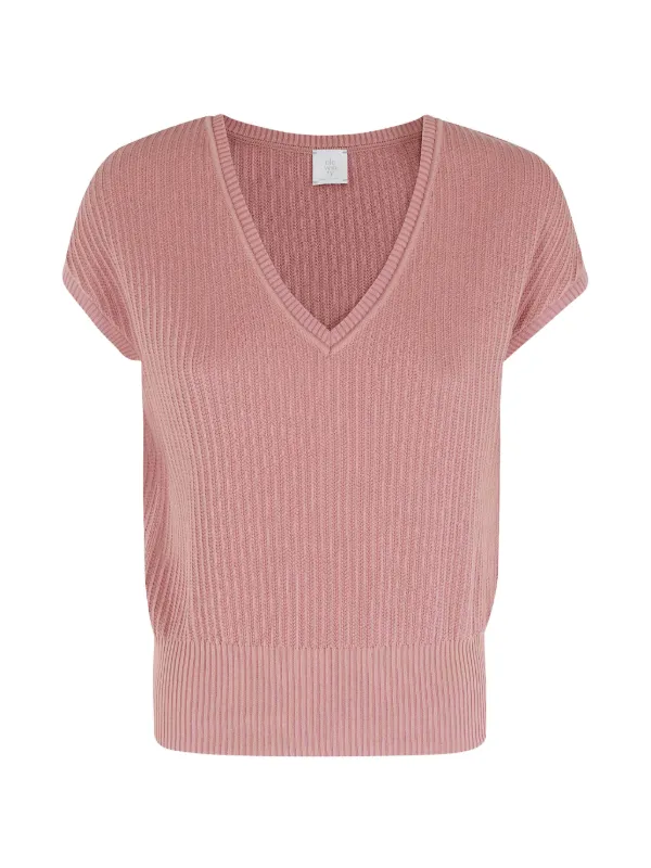 Eleventy Sleeveless V-neck Top in Pink