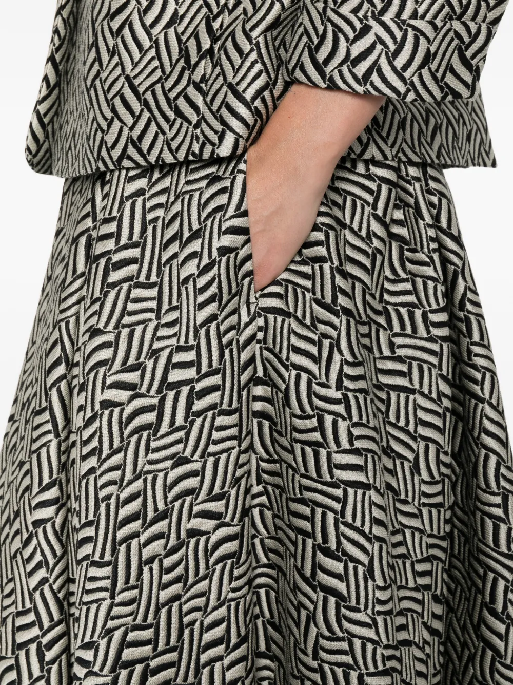 'S Max Mara Perle midi-plooirok met jacquard Zwart