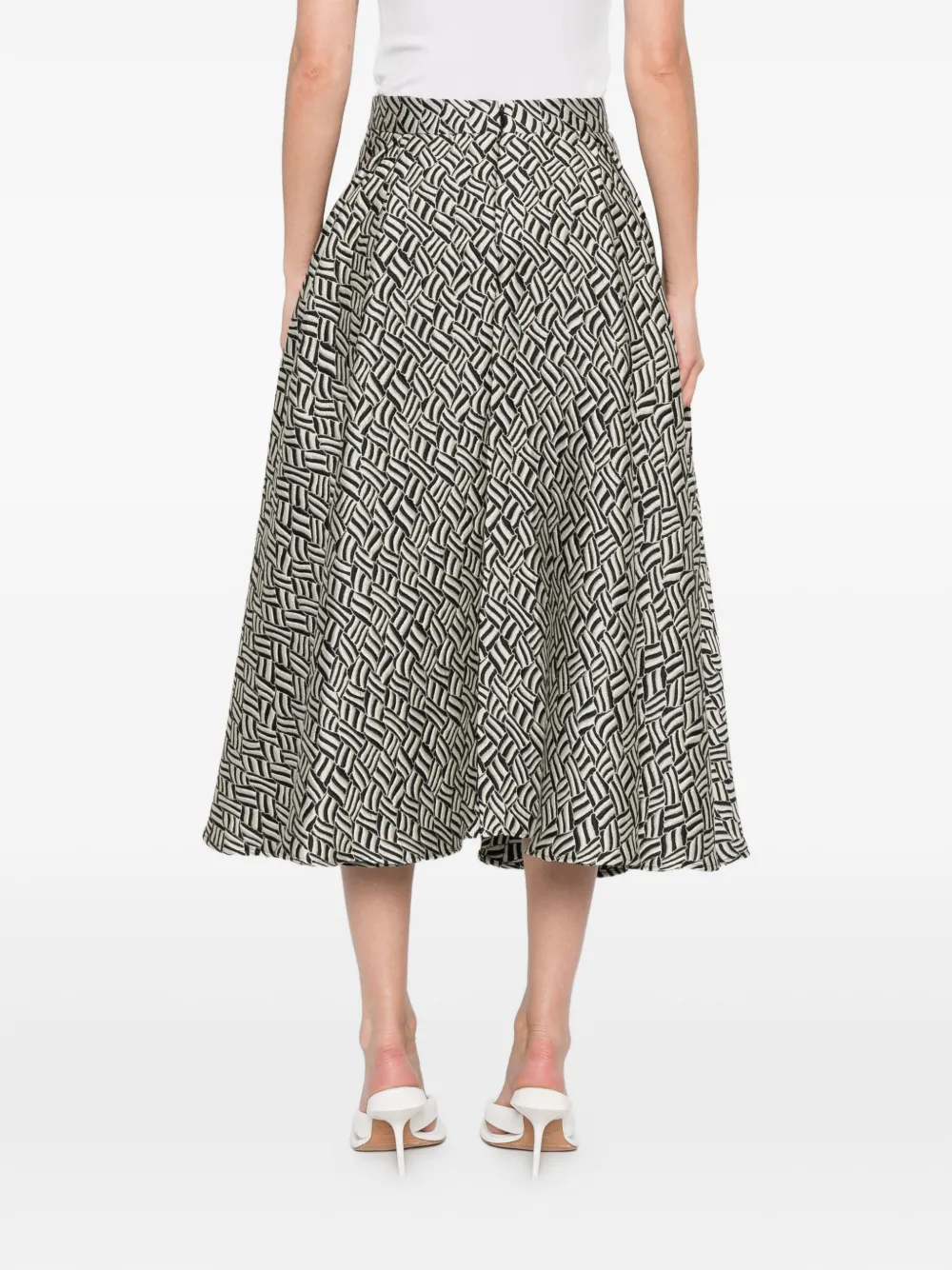 'S Max Mara Perle midi-plooirok met jacquard Zwart