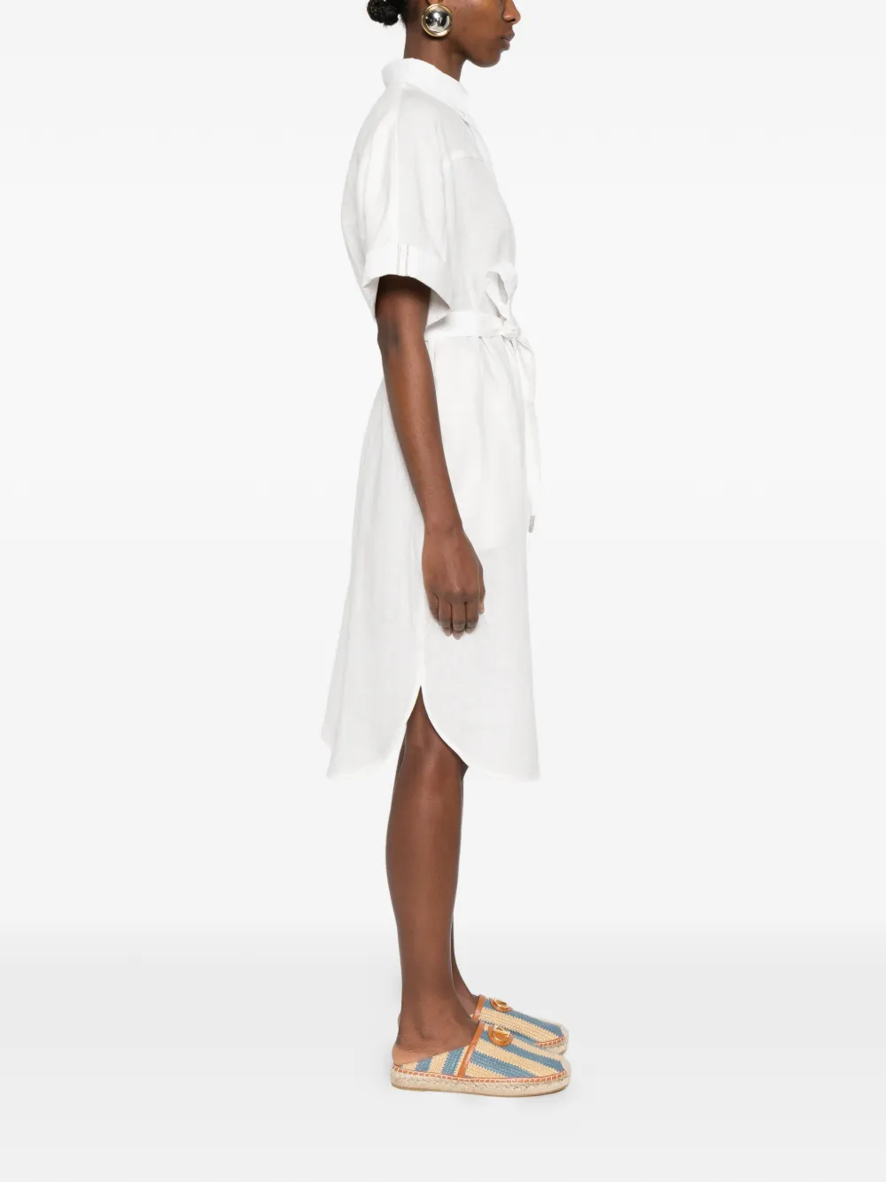  Panicale Buttoned Belted Midi Dress - White 