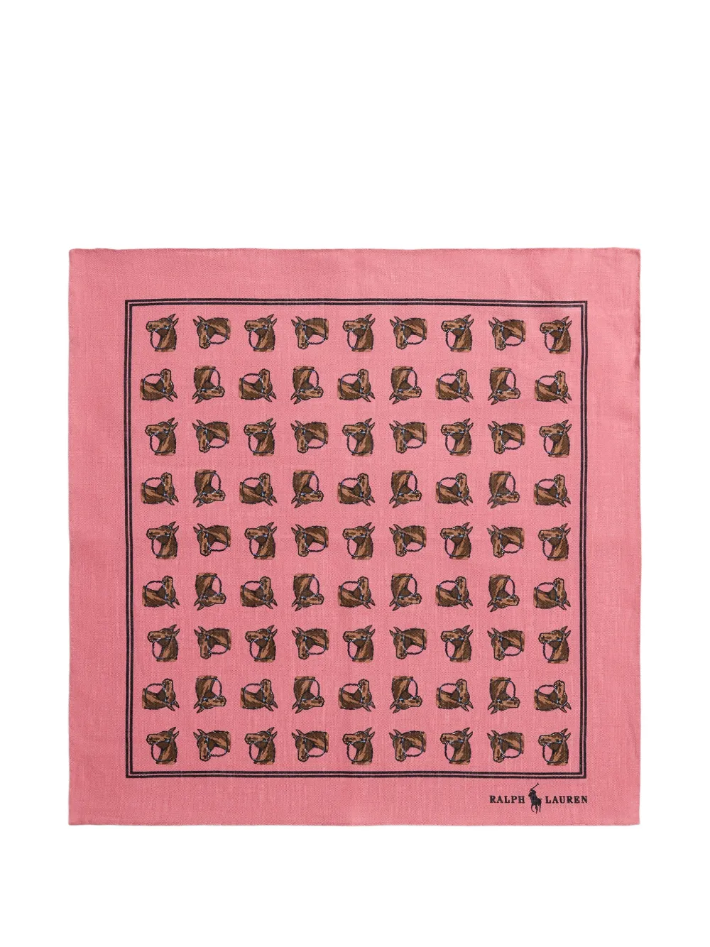 Polo Ralph Lauren horsehead linen pocket square - Rosa