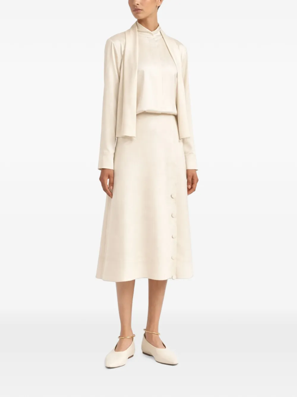 Jil Sander Gedrapeerde blouse Beige