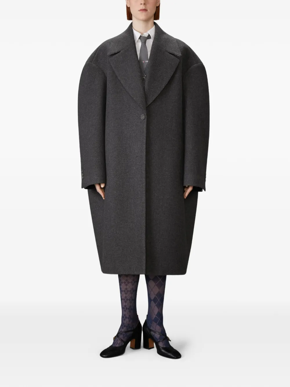  Thom Browne Abrigo Melton - Gris 