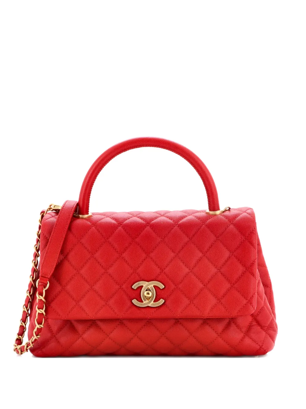 CHANEL Pre-Owned Coco Top Handle Bag Quilted Caviar Small crossbody bag - Rosso