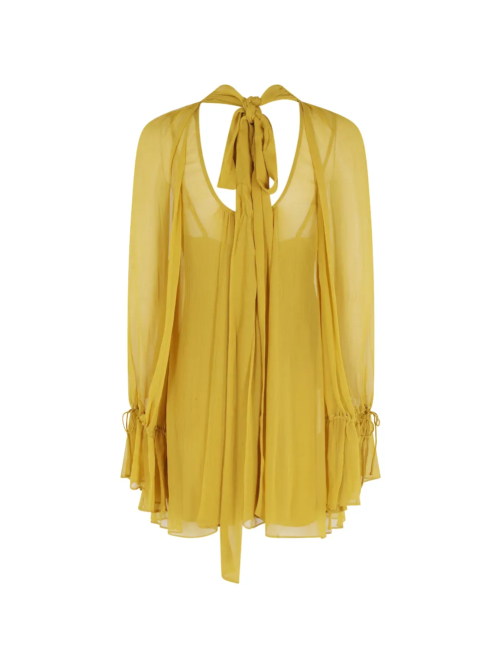STAUD bow-neck mini dress - Giallo