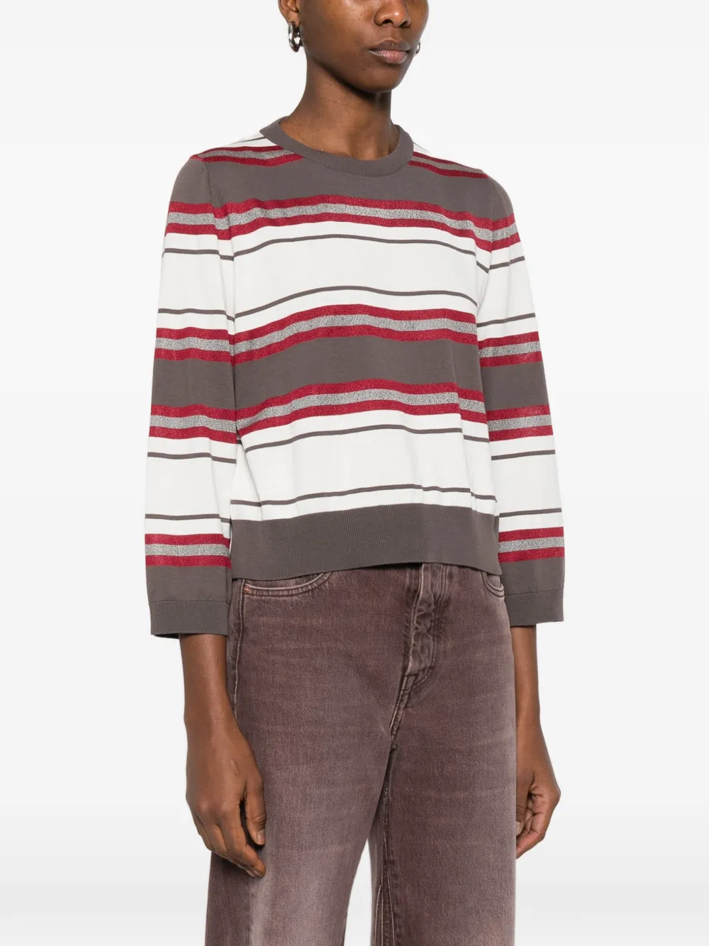  Panicale Striped Long-sleeve T-shirt - White 