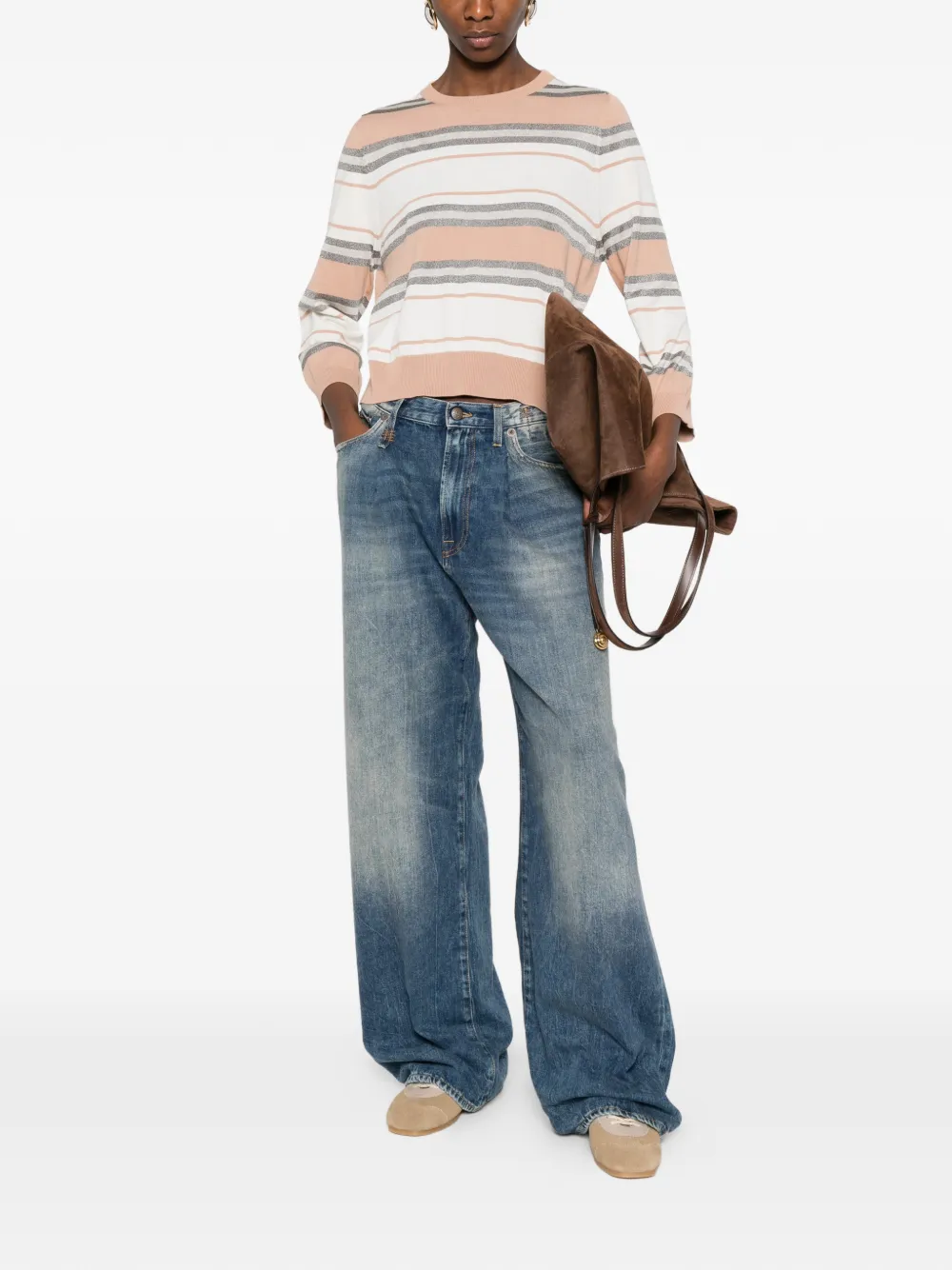  Panicale Striped Crew-neck Top - Neutrals 
