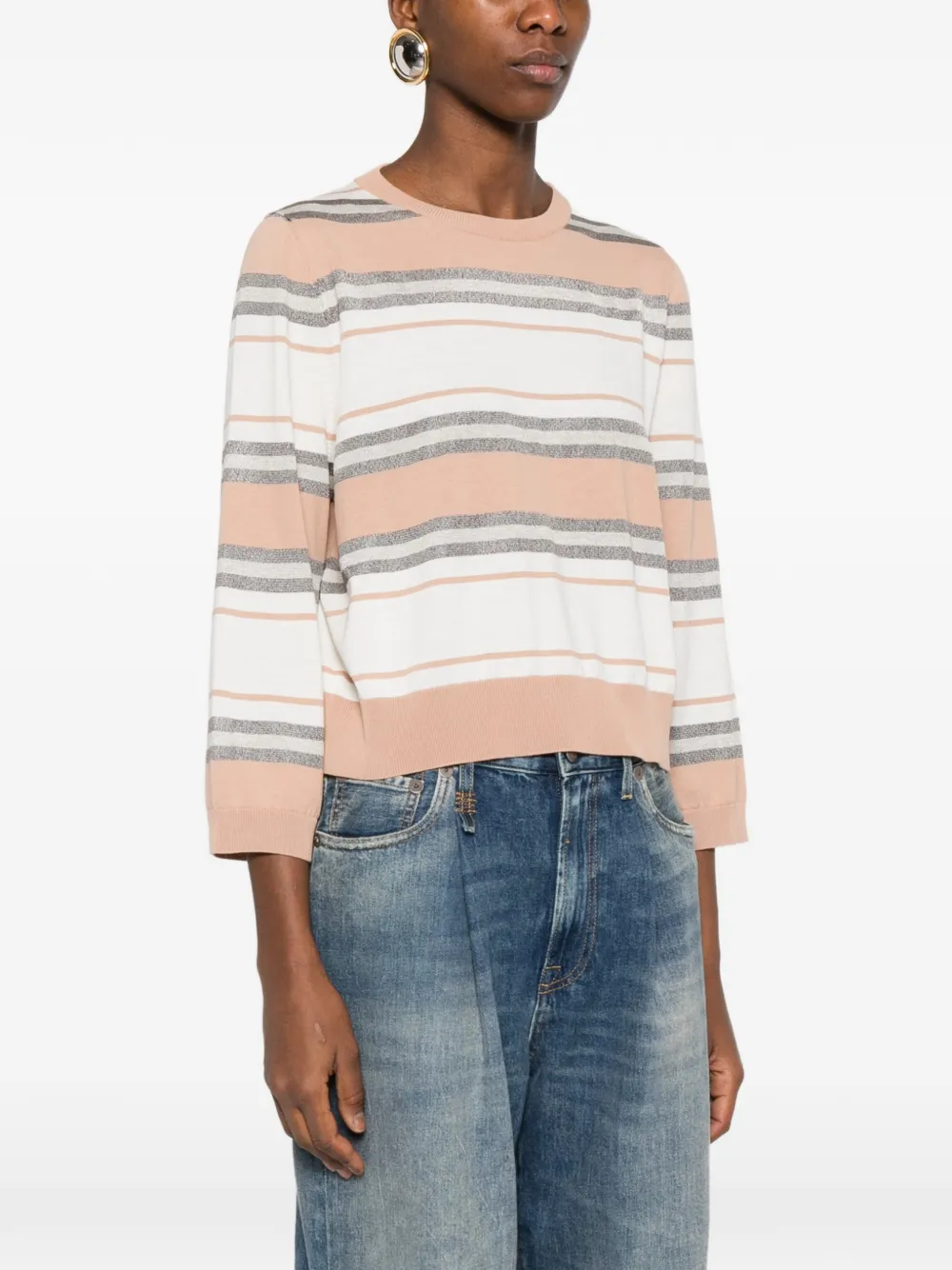  Panicale Striped Crew-neck Top - Neutrals 