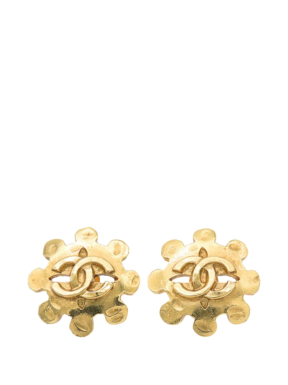 CHANEL Pre-Owned 2004 CC Gold Plated Flower Clip On Earrings costume earrings - Oro