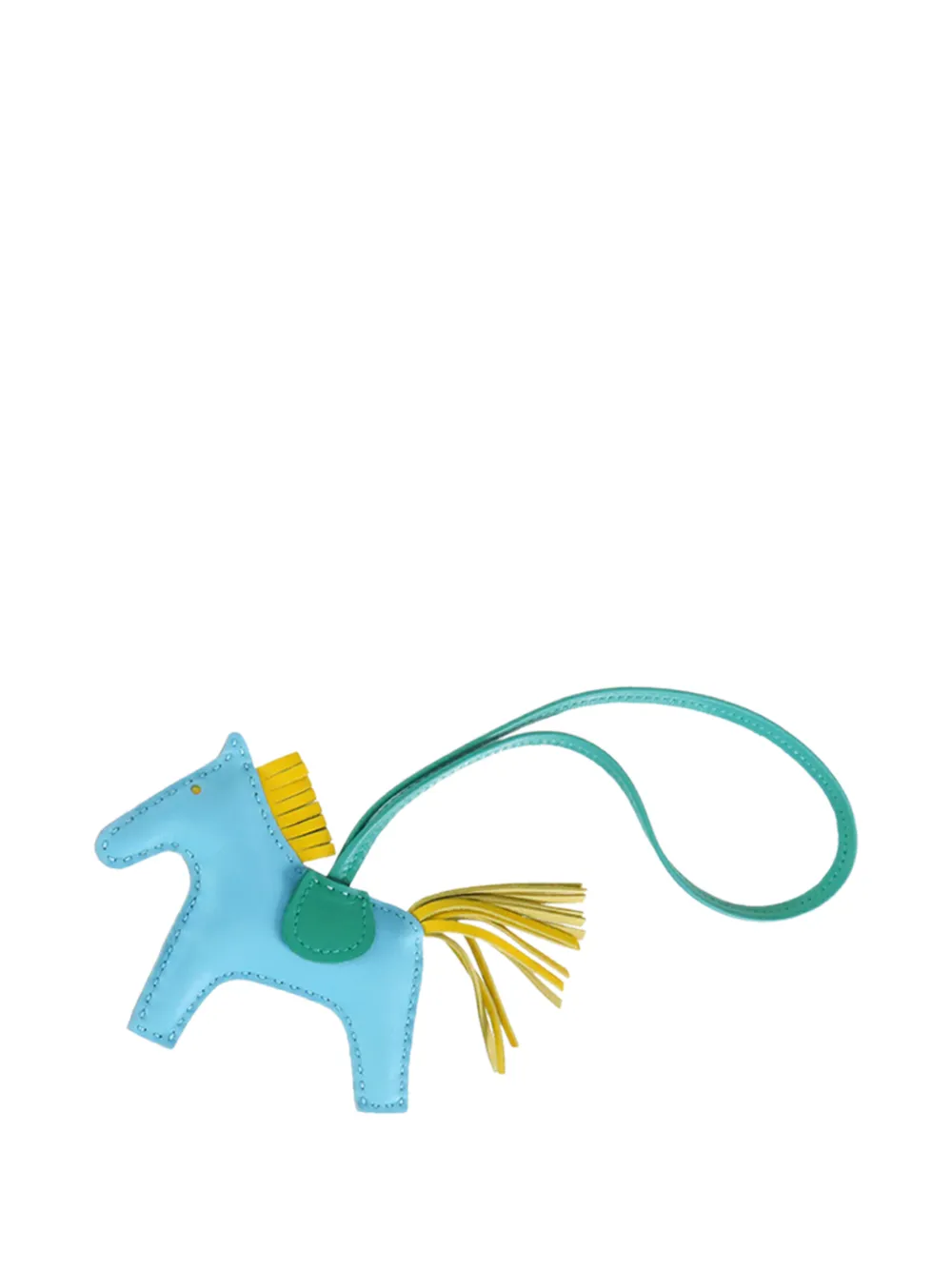 Pre-owned Hermes 2015-2025 Milo Lambskin And Swift Grigri Rodeo Pegase Bag Charm Pm Key Holder In Green