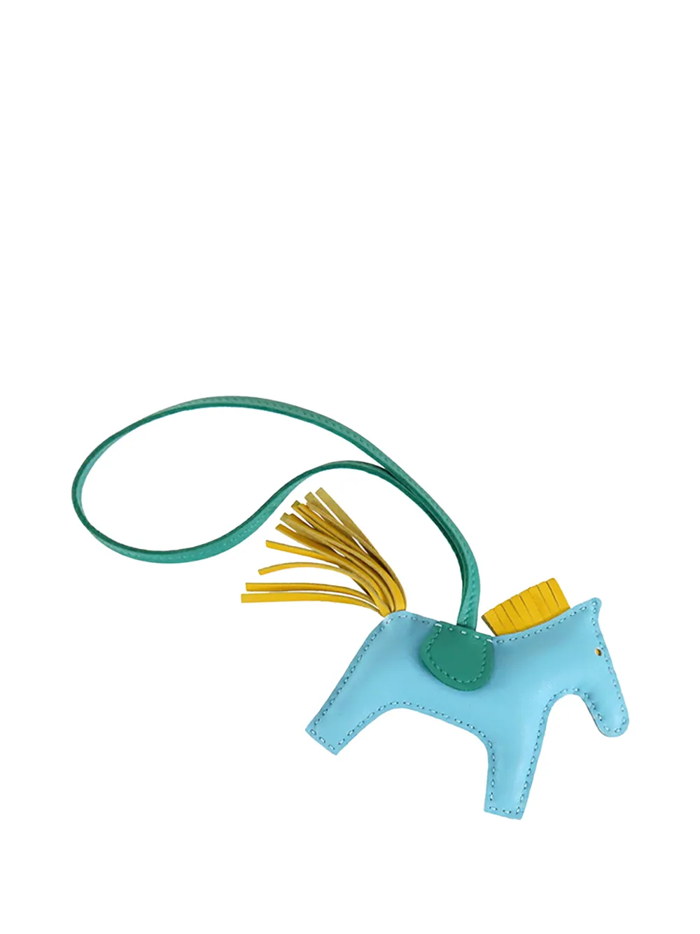  Hermès Pre-owned 2015-2025 Milo Lambskin And Swift Grigri Rodeo Pegase Bag Charm Pm Key Holder - Green 