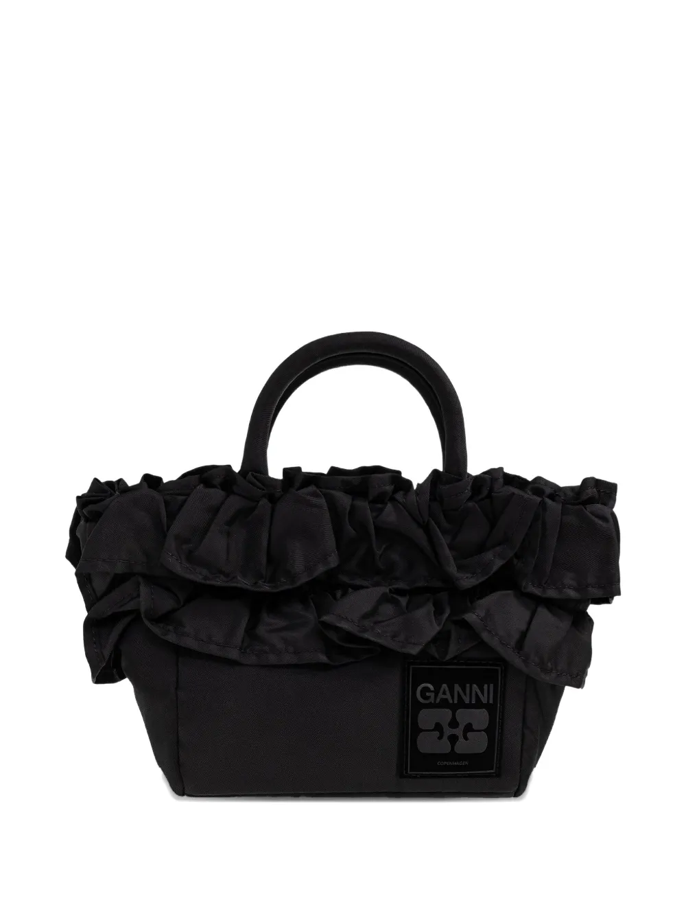 GANNI mini ruffle tote bag - Nero