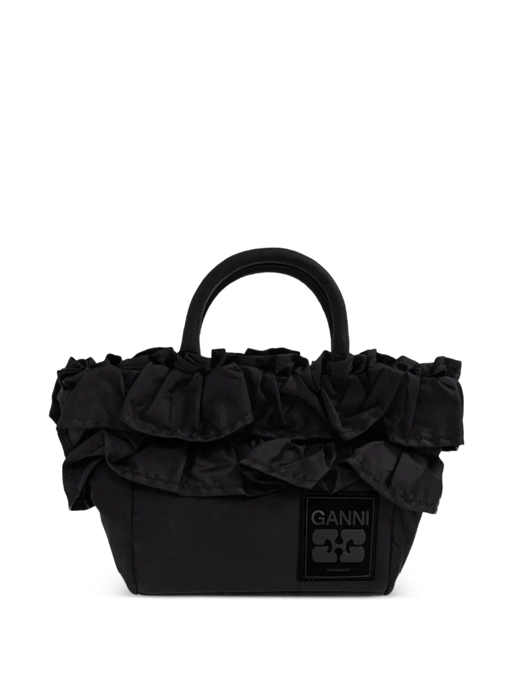 GANNI mini ruffle tote bag - Nero