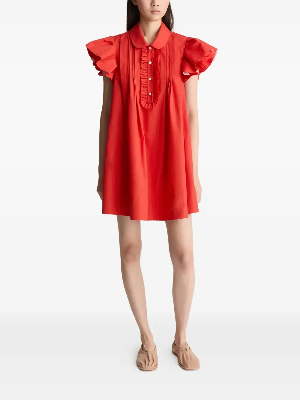  Lee Mathews Charlotte Ruffled Mini Dress - Red 