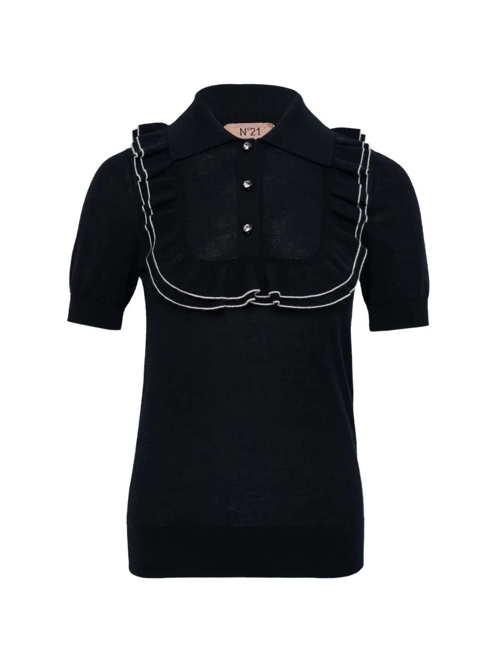 Nº21 button fastening ruffles polo - Nero