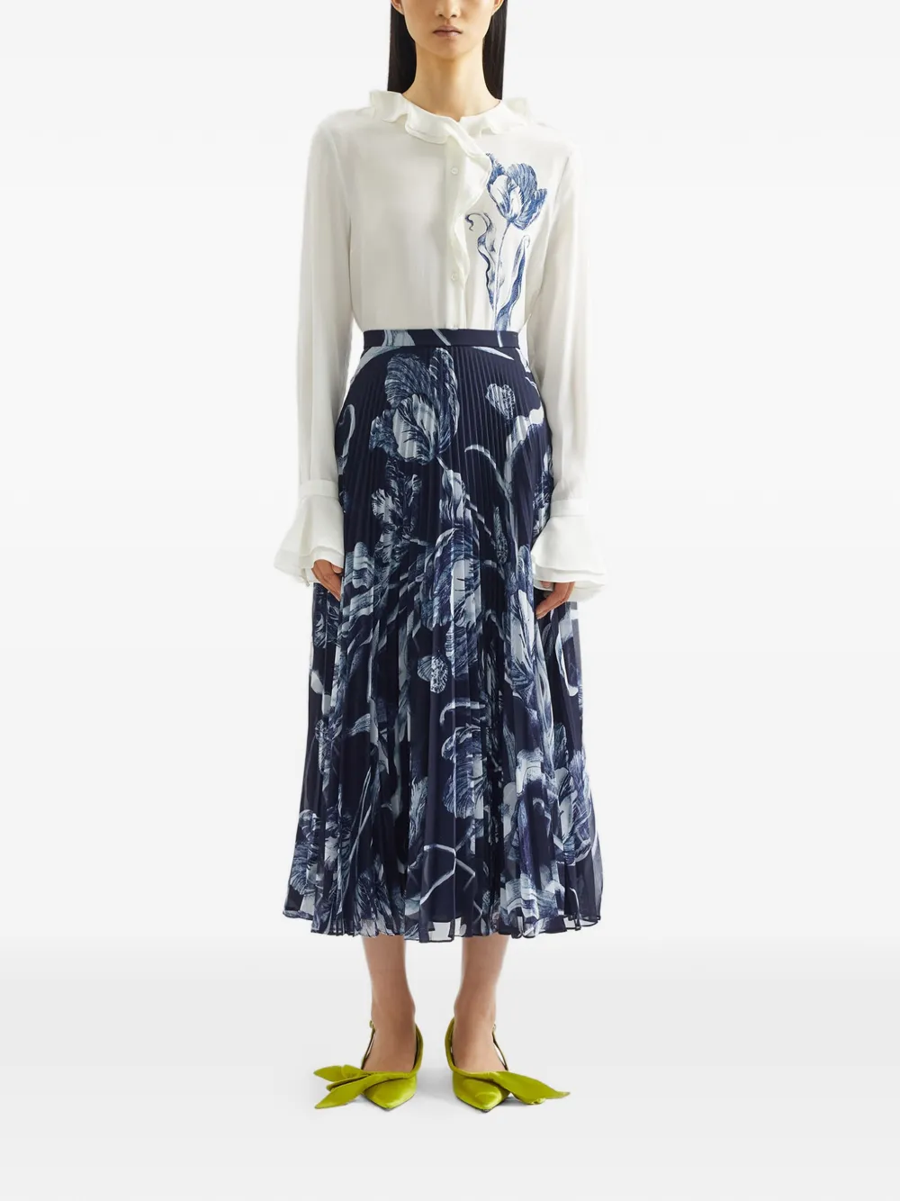  Erdem Falda Midi Plisada - Azul 