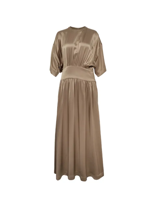 toteme gathered silk dress TOTEME Gathered Detail Dress | Neutrals