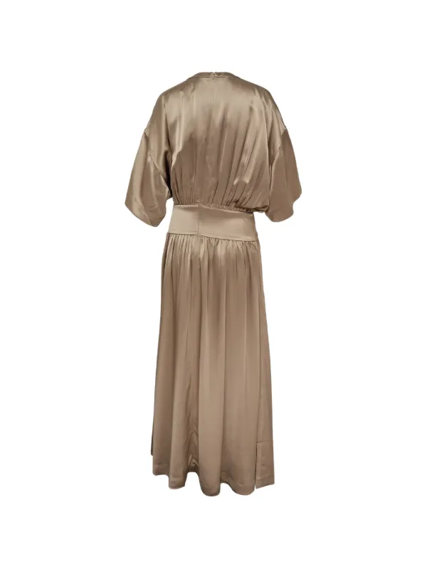 toteme dress Monogram wrap ecru/black  constructed by sewing together two curved fabric panels to create a slouching effect at the waist Draped maxi dress
