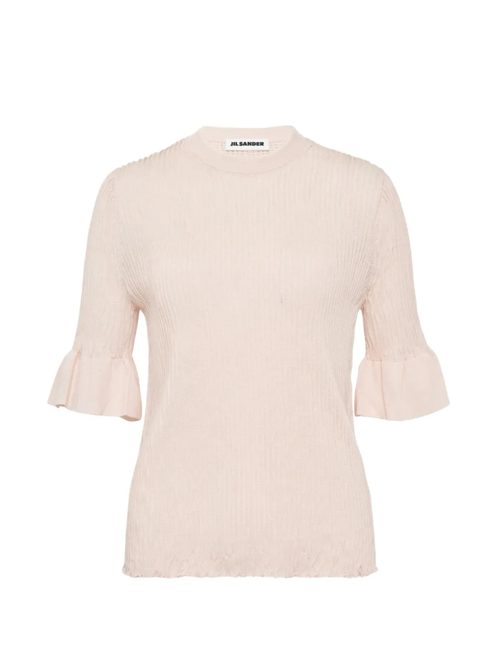 Jil Sander flounce-sleeved metallic T-shirt - Rosa
