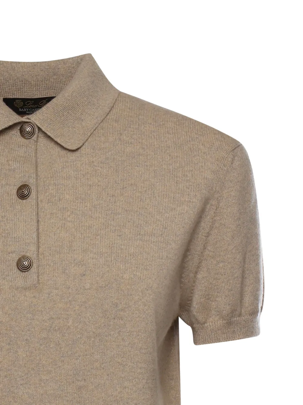  Loro Piana Buttoned Polo Top - Neutrals 