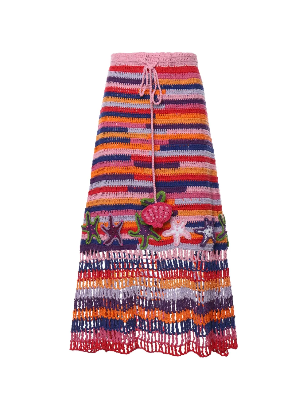 Celia B Venus flared crocheted midi skirt - Rosa