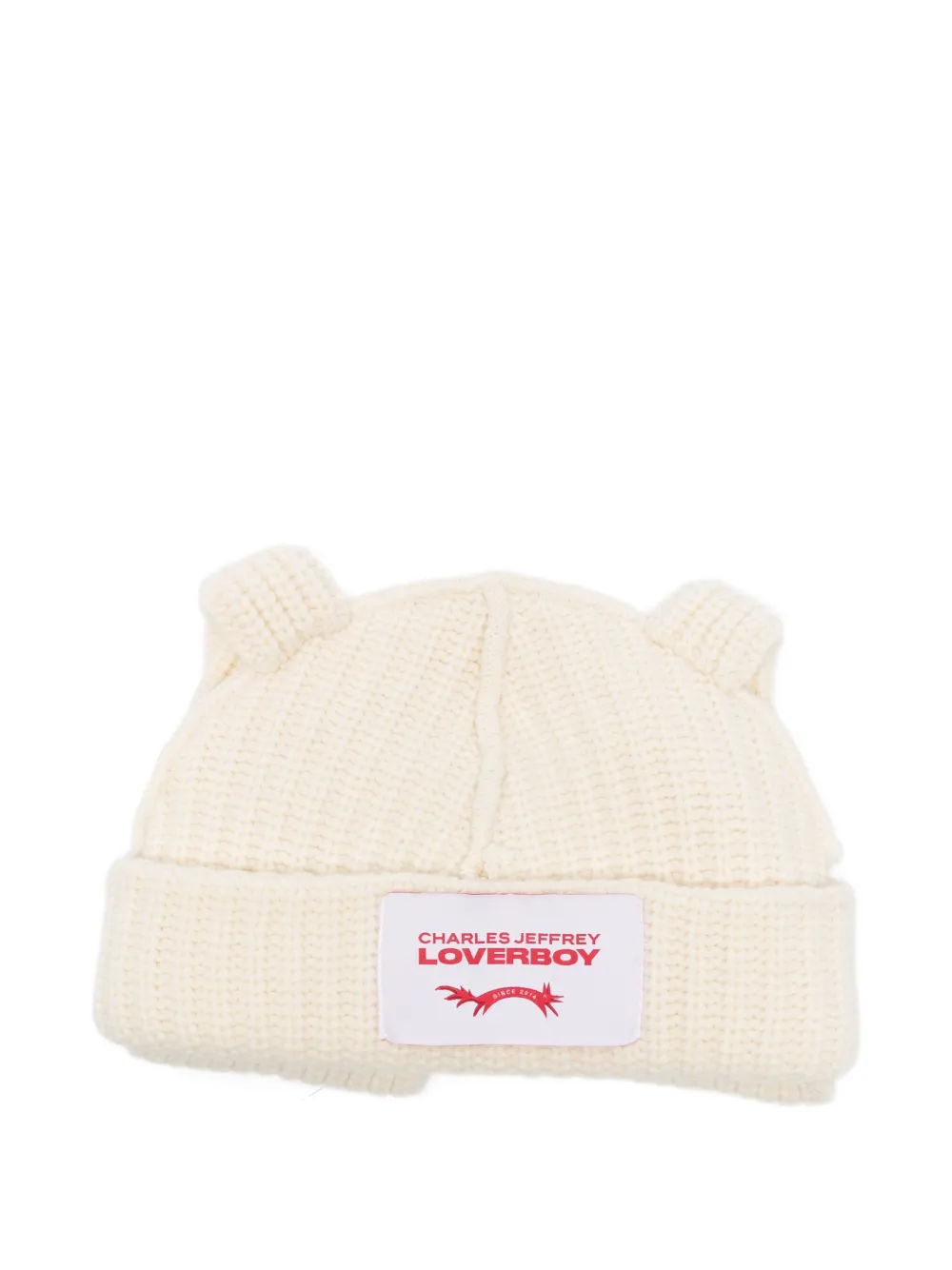 Charles Jeffrey Loverboy side-ear logo-path beanie hat - Bianco