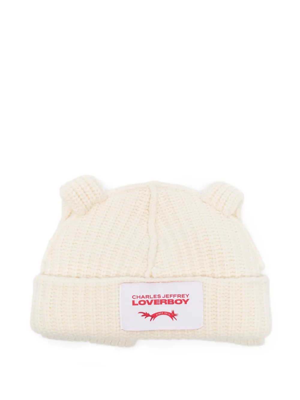 Charles Jeffrey Loverboy side-ear logo-path beanie hat - Bianco