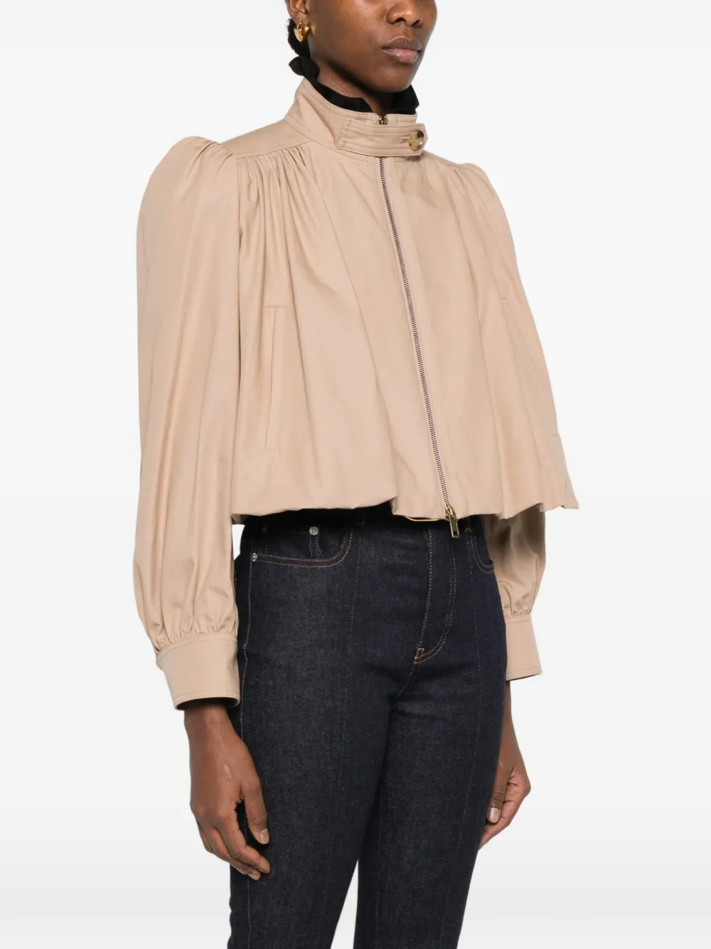  Chloé Gathered Zip-up Jacket - Neutrals 