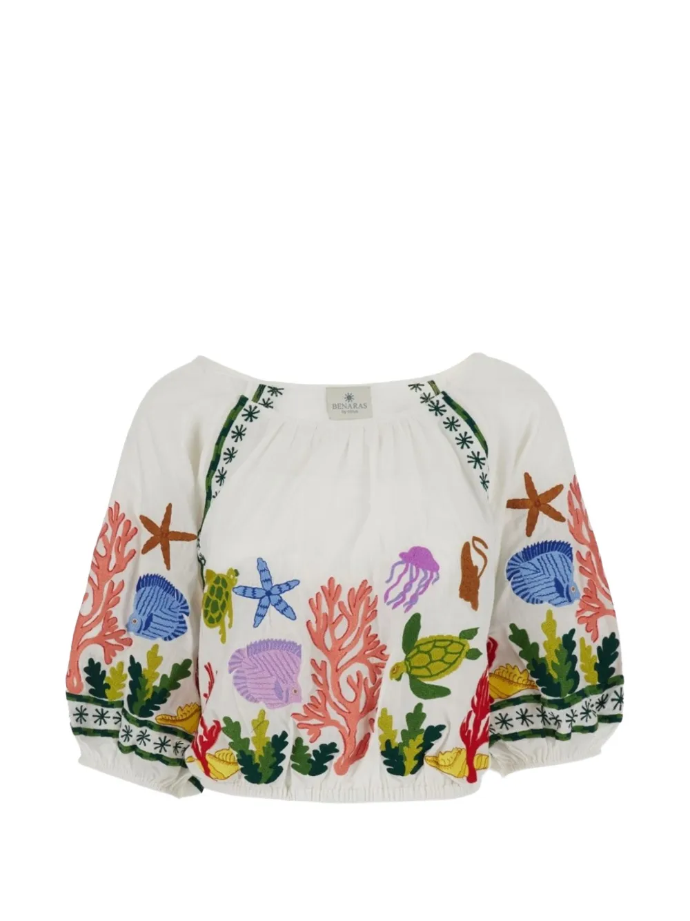 Benaras By Citrus embroidered cropped top