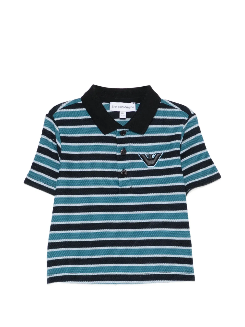 Emporio Armani Kids striped logo-detail polo shirt - Blu