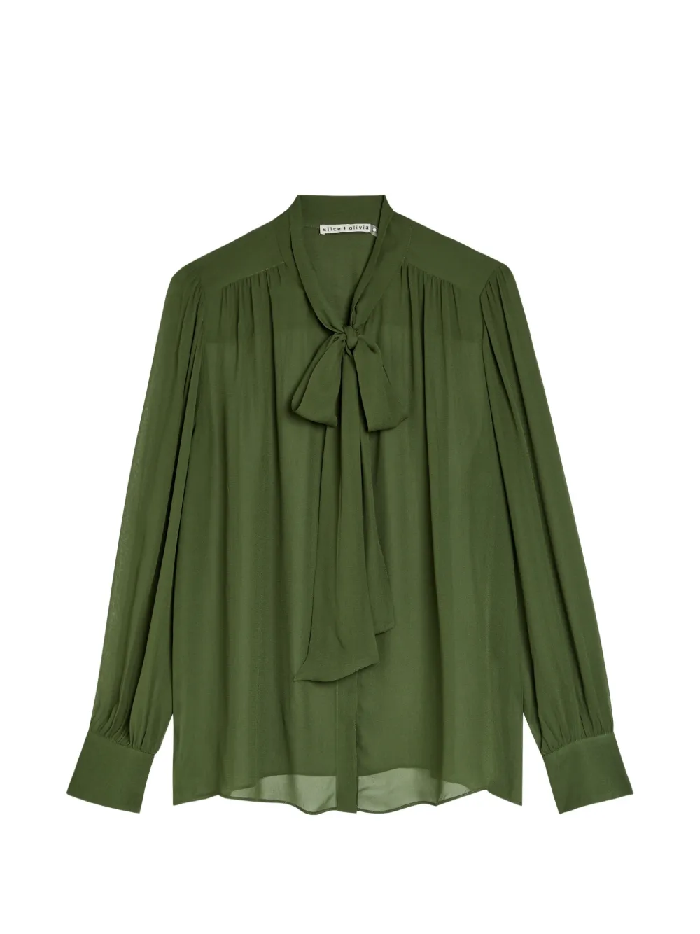 alice + olivia Thayer tie-neck long-sleeve top - Verde