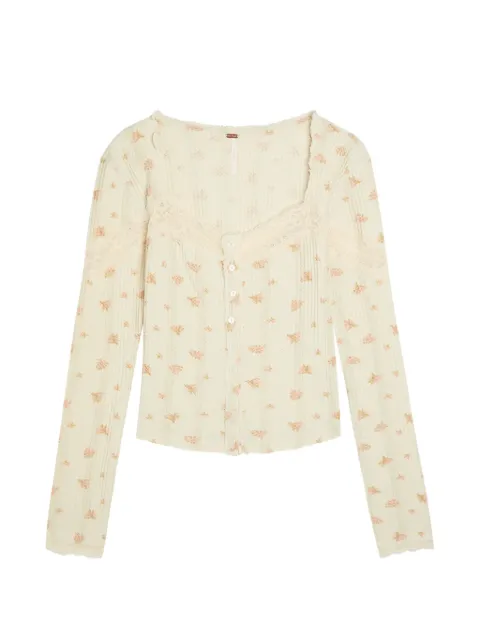 Free People Let's Party Cardi floral-print top
