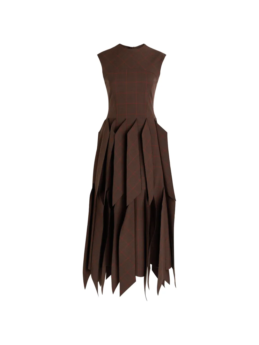 A.W.A.K.E. Mode plaid midi dress - Marrone