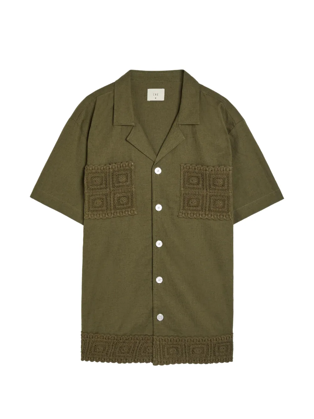 CHÉ crochet-panelled camp-collar shirt - Verde