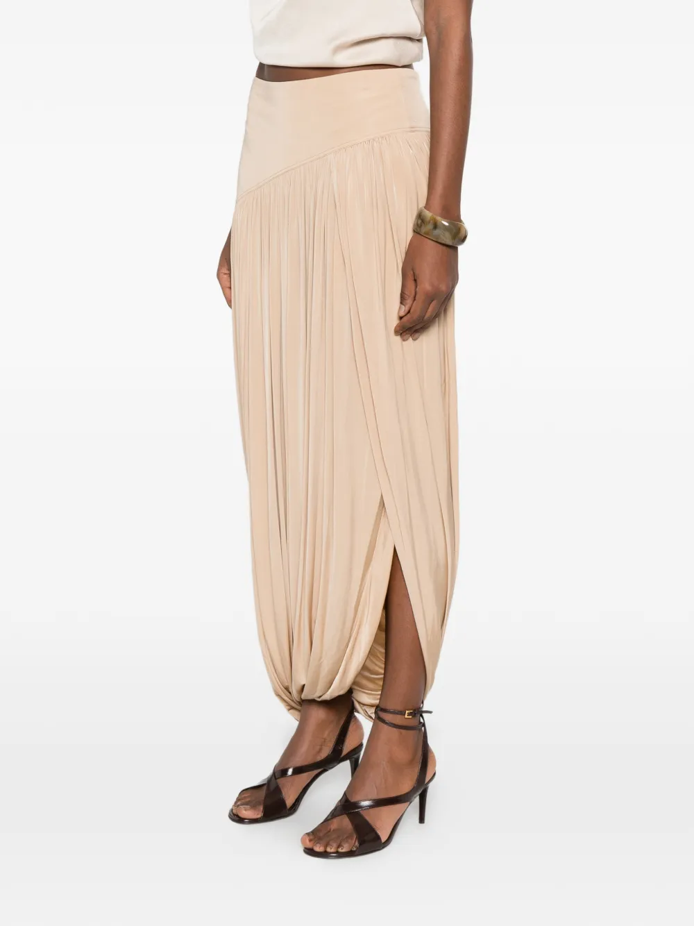  Ferragamo Pleated Ruffle-hem Maxi Skirt - Neutrals 