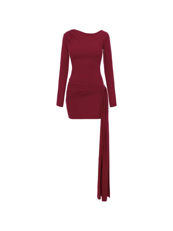 red mini dress long sleeve Mock Neck See-Through Red long sleeve mini dressHow to style Silvana Long Sleeve Open Back