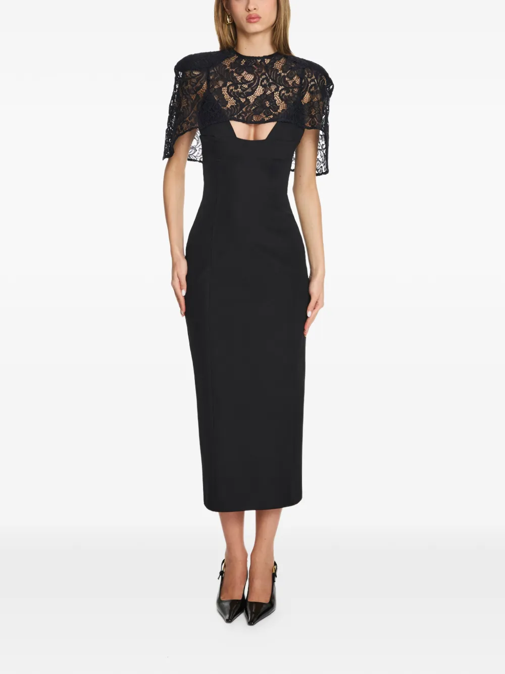 AXEL 113 Tess lace midi dress - Nero