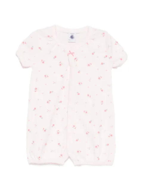 Petit Bateau floral-print lace-detail romper