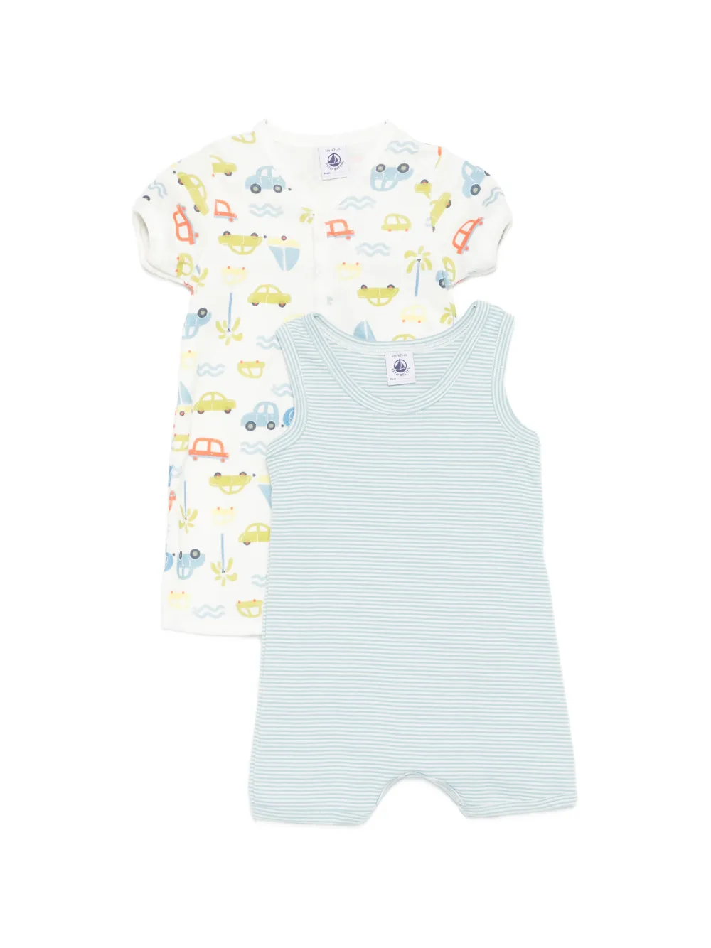 Petit Bateau short-sleeve rompers (set of two) - Bianco