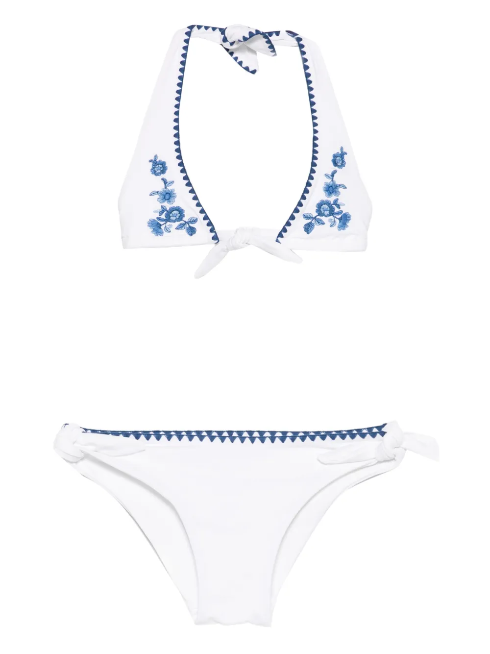 Ermanno Scervino Junior floral-embroidered bikini set (set of two) - Bianco