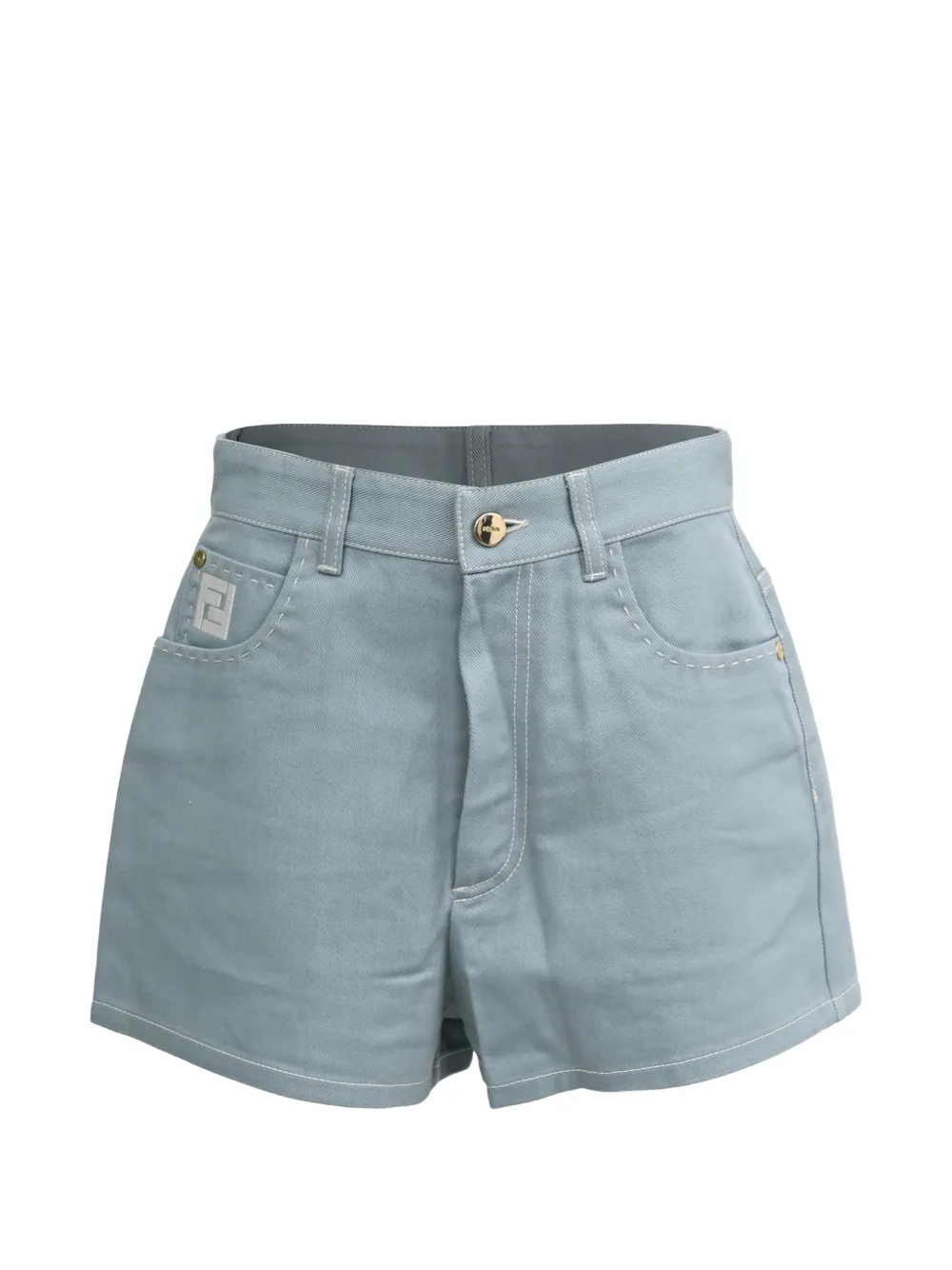Fendi Pre-Owned logo-detail denim shorts - Blu