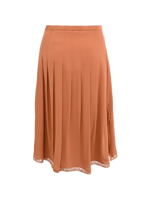 Chloé Vintage pleated lace-trim midi skirt