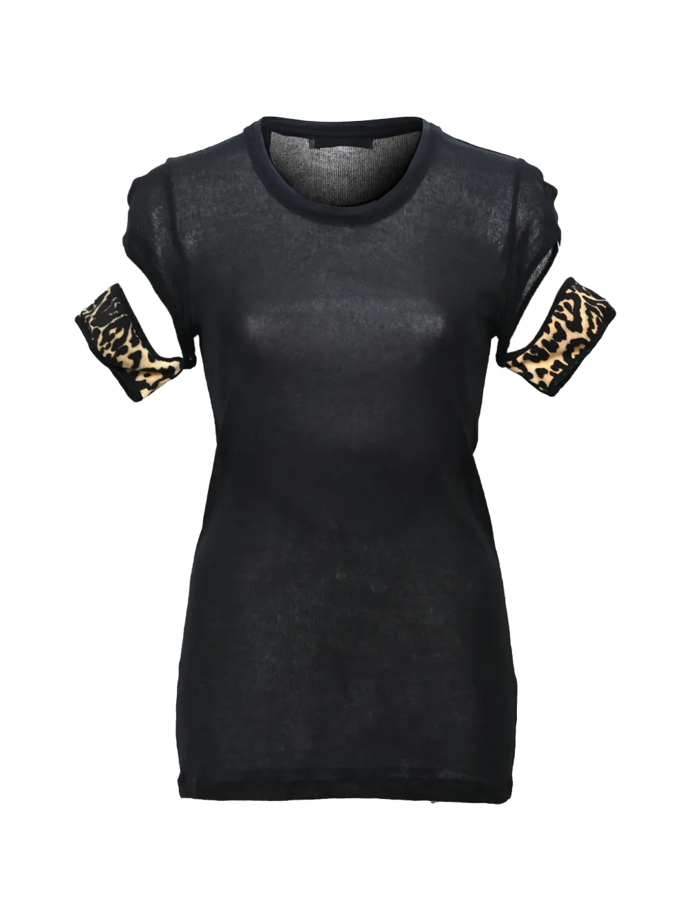 Givenchy Pre-Owned animal-printed trim T-shirt - Nero