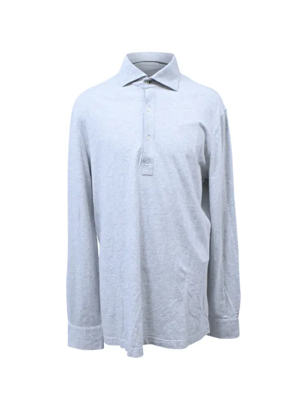 Brunello Cucinelli Vintage ロングスリーブ ポロシャツ | グレー