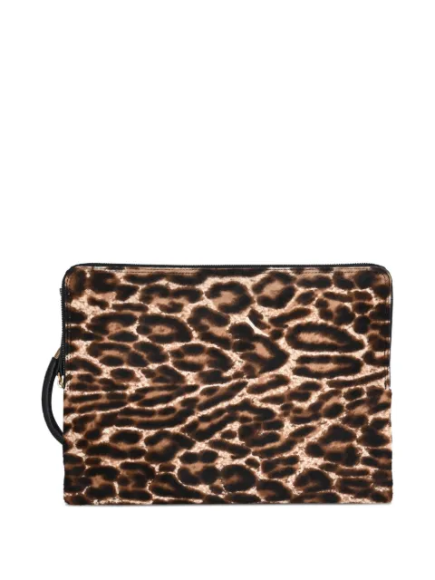 Lanvin Pre-Owned leopard-print zipped clutch bag