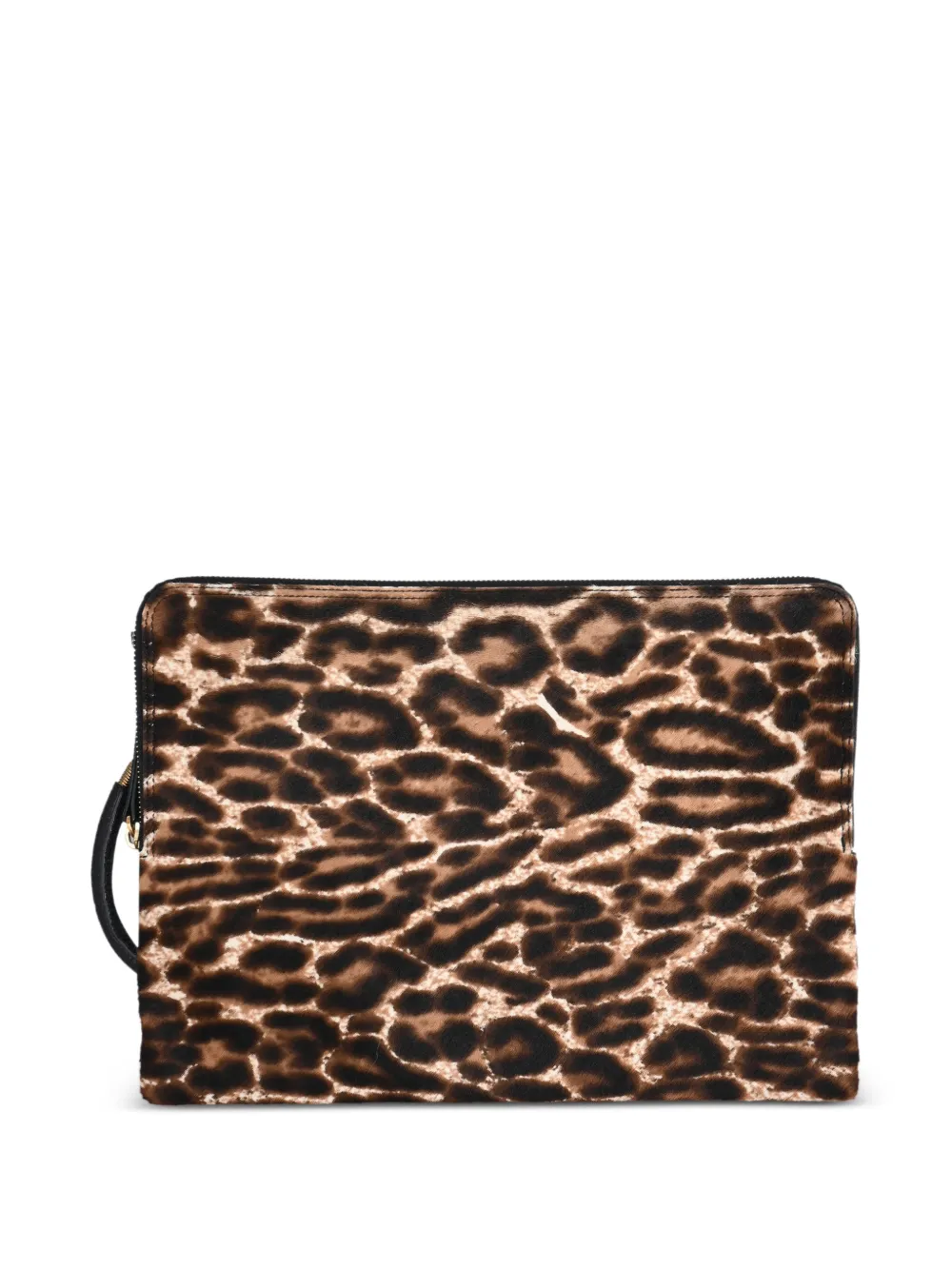 Lanvin Pre-Owned leopard-print zipped clutch bag - Marrone